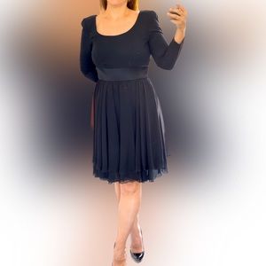 Vintage Nipon Night Black Long Sleeve Cocktail Dress Size 6